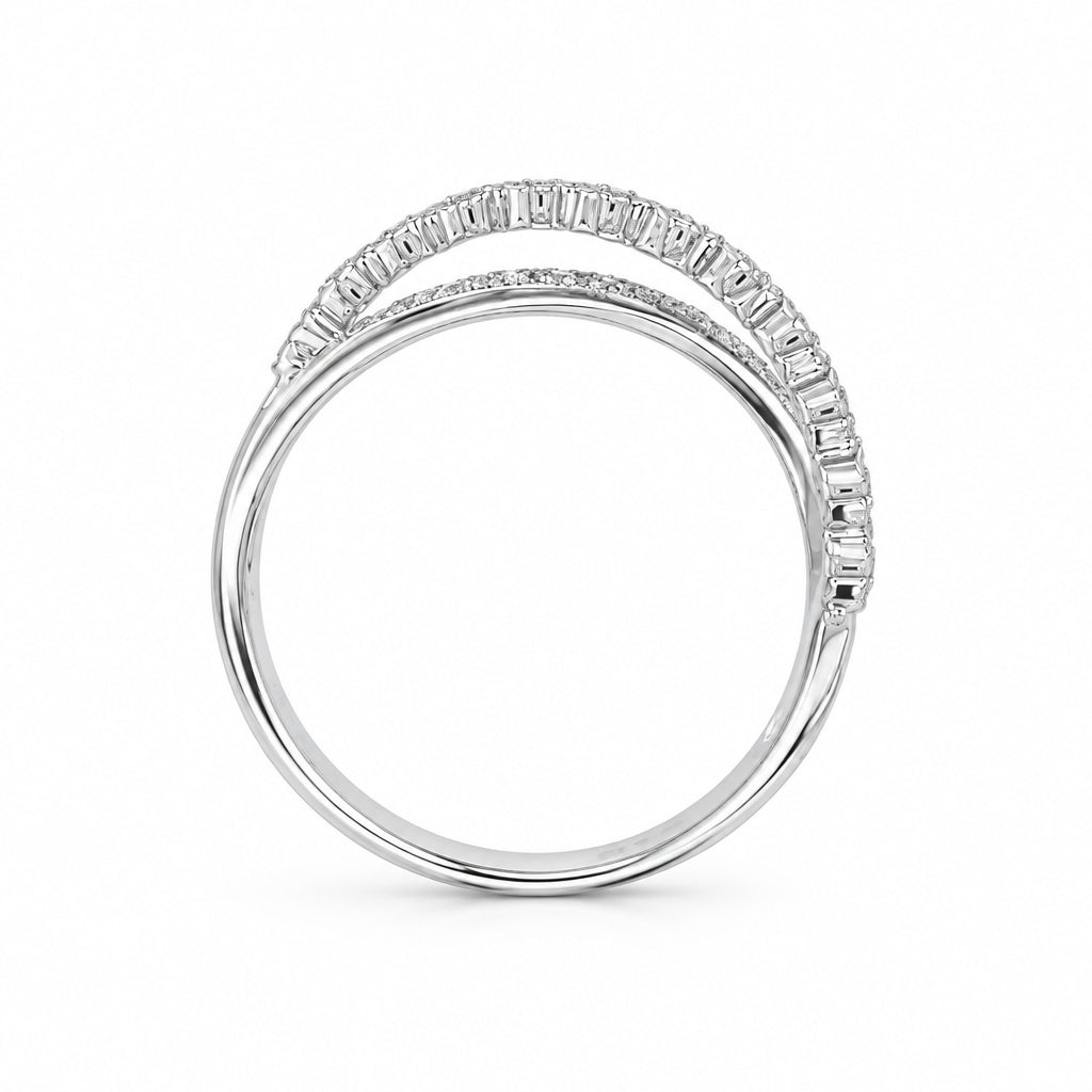 14K White Gold Criss Cross Diamond Ring - Jewelry Design Gallery of East Windsor