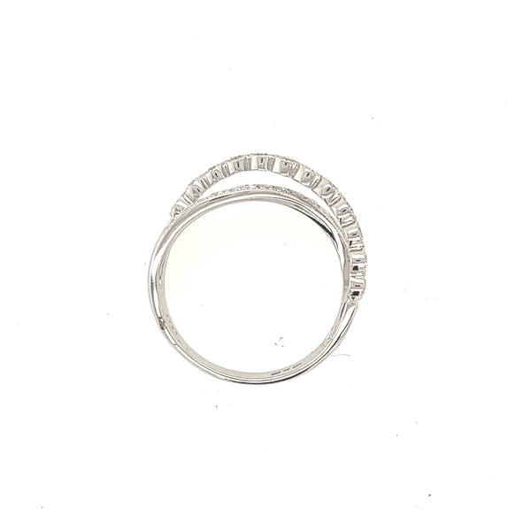 14K White Gold Criss Cross Diamond Ring - Jewelry Design Gallery of East Windsor