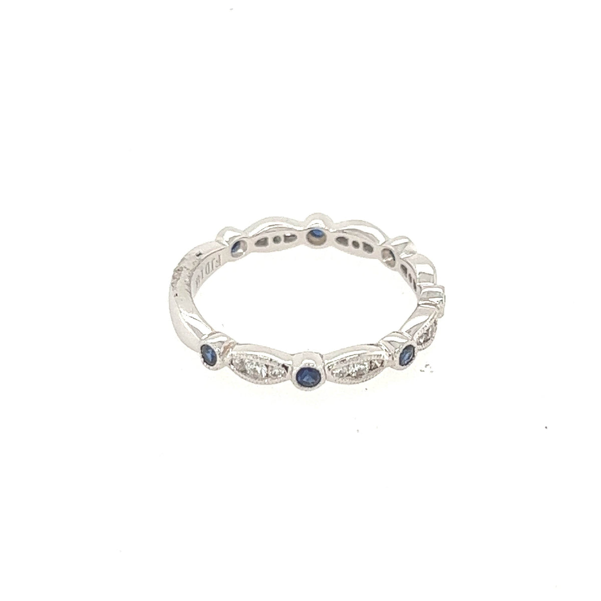 14K White Gold Diamond and Sapphire Fancy Wedding Band - Jewelry Design Gallery of East Windsor