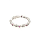 14K White Gold Diamond and Ruby Fancy Wedding Band - Jewelry Design Gallery of East Windsor