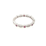 14K White Gold Diamond and Ruby Fancy Wedding Band - Jewelry Design Gallery of East Windsor