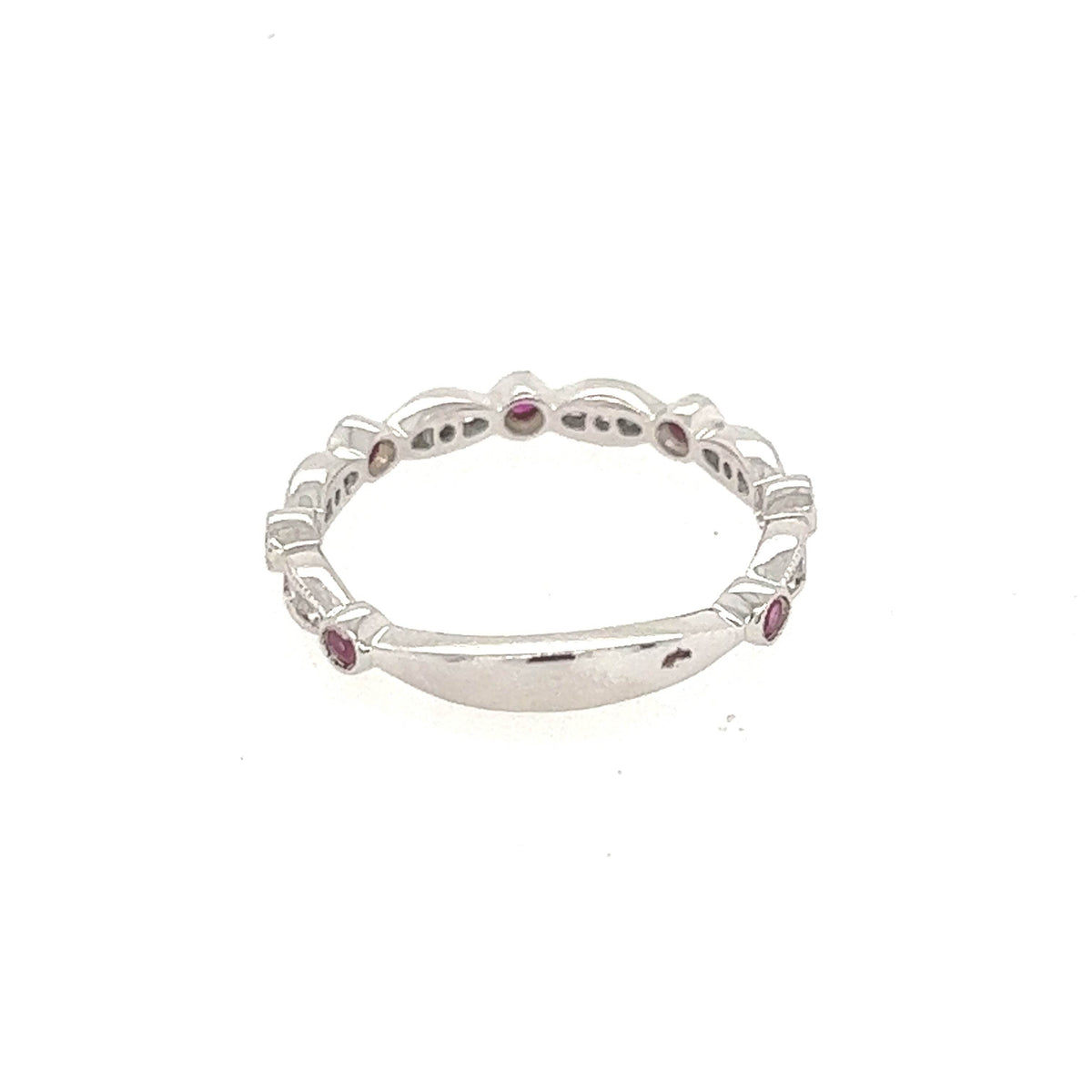 14K White Gold Diamond and Ruby Fancy Wedding Band - Jewelry Design Gallery of East Windsor