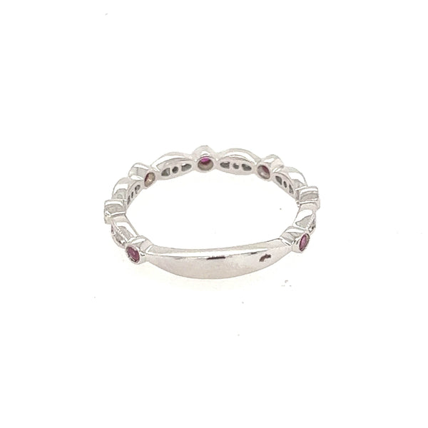 14K White Gold Diamond and Ruby Fancy Wedding Band - Jewelry Design Gallery of East Windsor