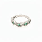 14K White Gold Diamond And Emerald Wedding Band Size 6.5 US - Jewelry Design Gallery of East Windsor