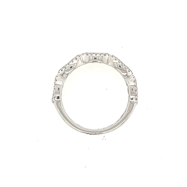 14K White Gold Diamond And Emerald Wedding Band Size 6.5 US - Jewelry Design Gallery of East Windsor