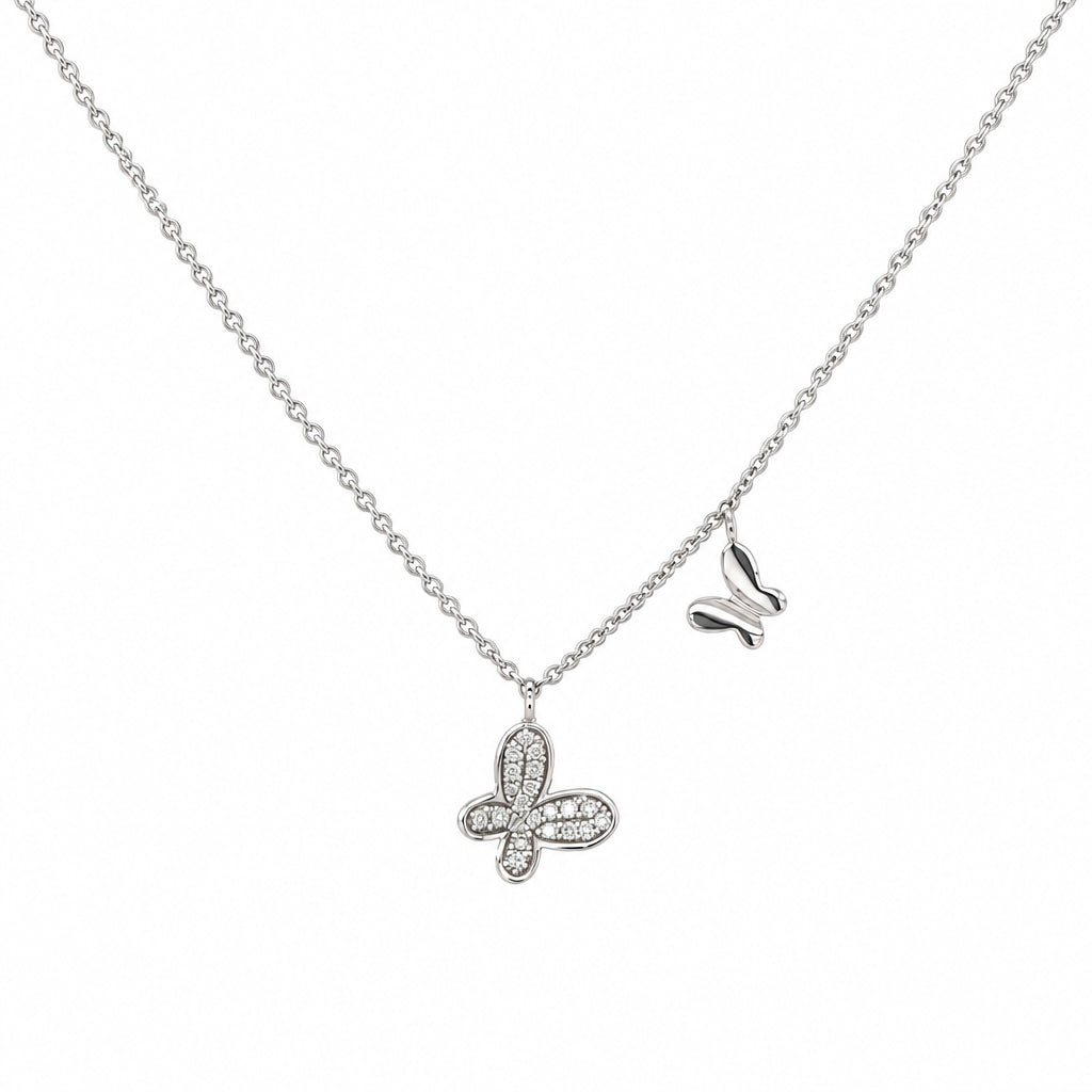 14K White Gold Butterfly Diamond Necklace - Jewelry Design Gallery of East Windsor