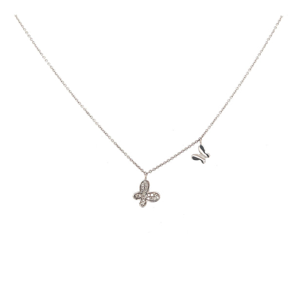14K White Gold Butterfly Diamond Necklace - Jewelry Design Gallery of East Windsor