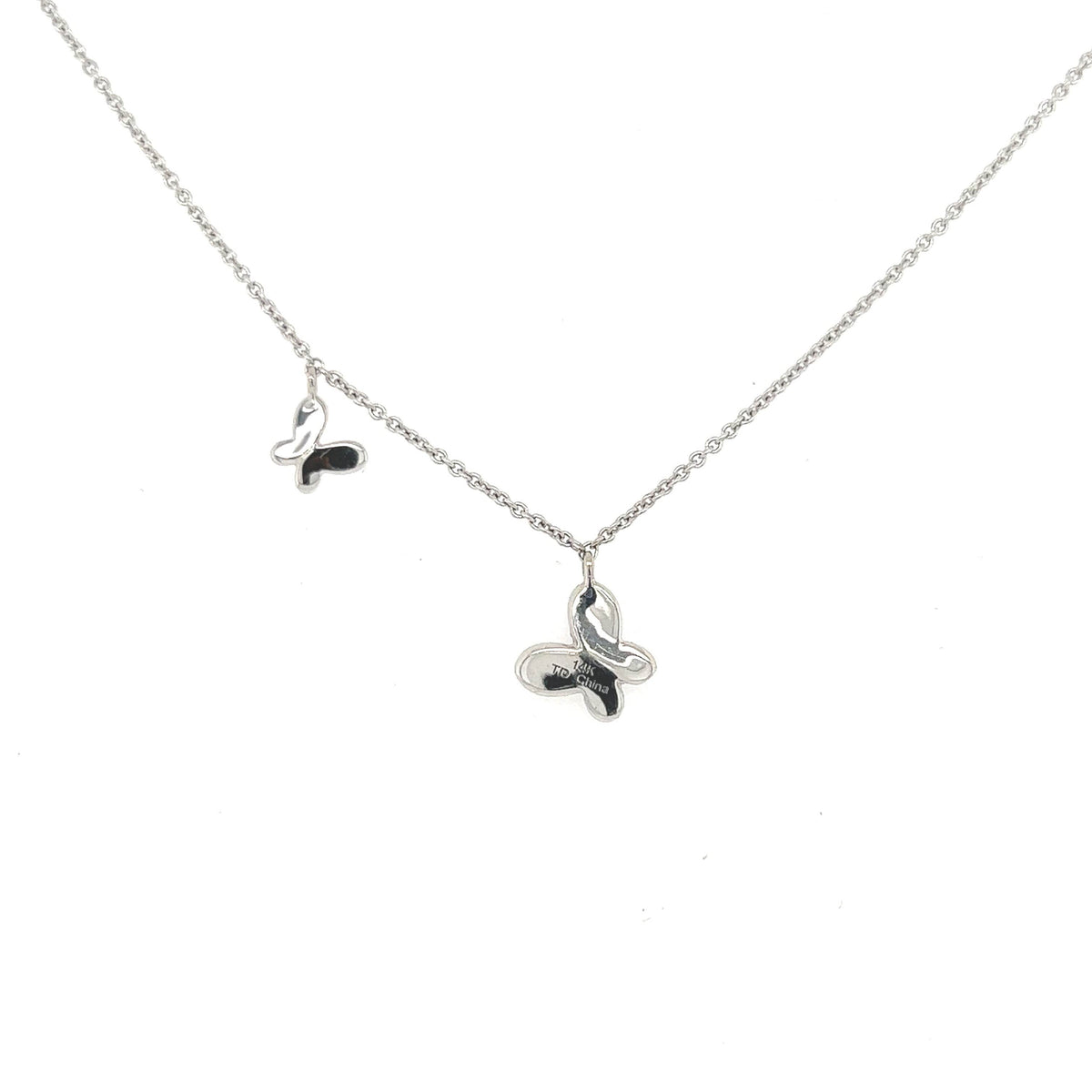 14K White Gold Butterfly Diamond Necklace - Jewelry Design Gallery of East Windsor