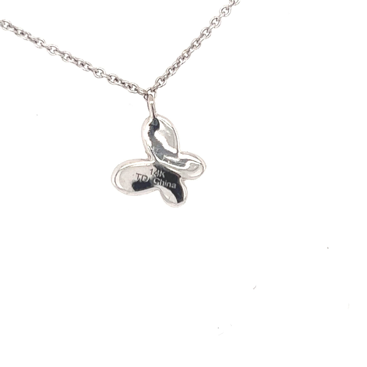 14K White Gold Butterfly Diamond Necklace - Jewelry Design Gallery of East Windsor