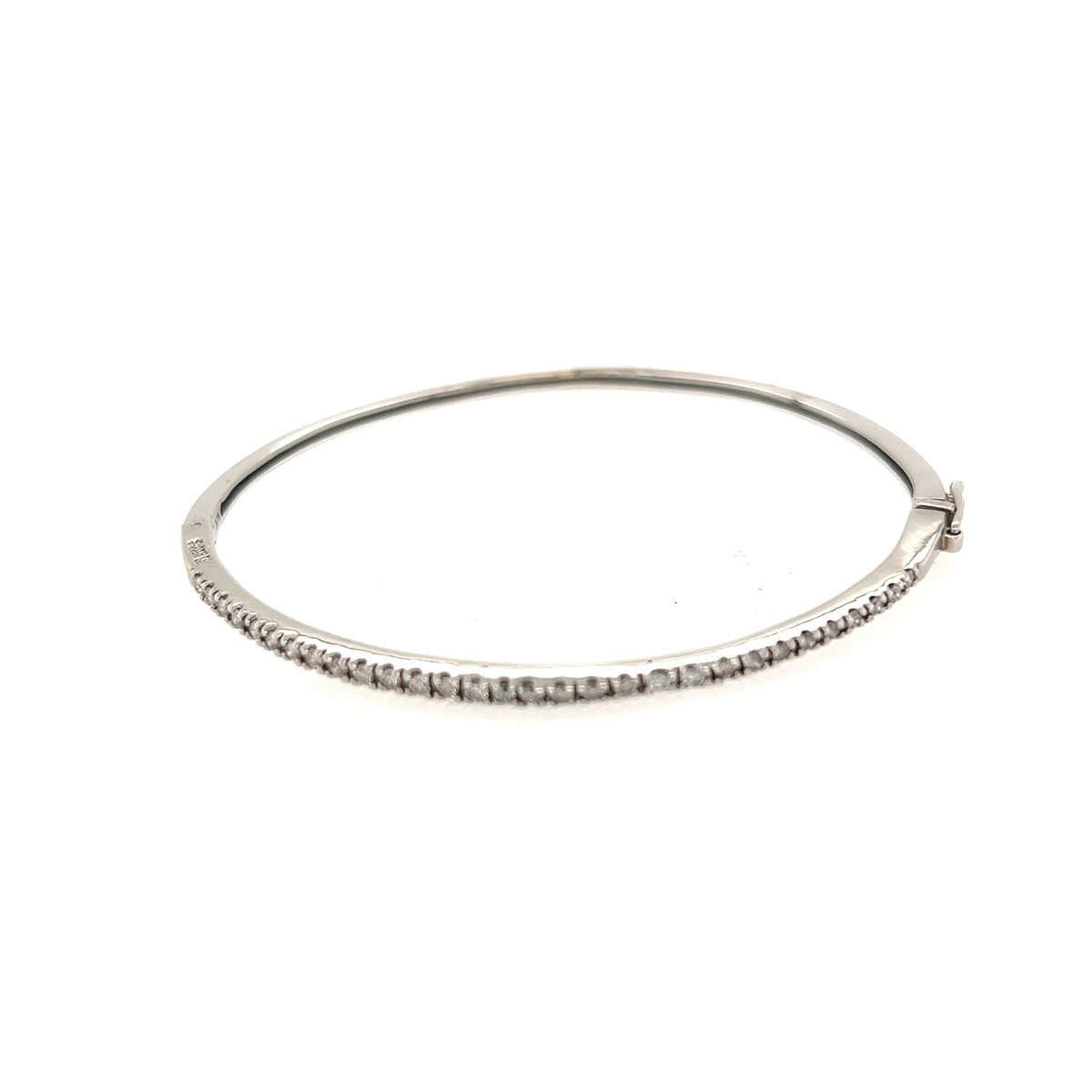 14K White Gold Diamond Half Eternity Oval Bangle - Jewelry Design Gallery of East Windsor