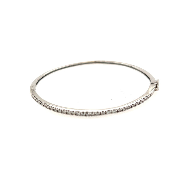 14K White Gold Diamond Half Eternity Oval Bangle - Jewelry Design Gallery of East Windsor