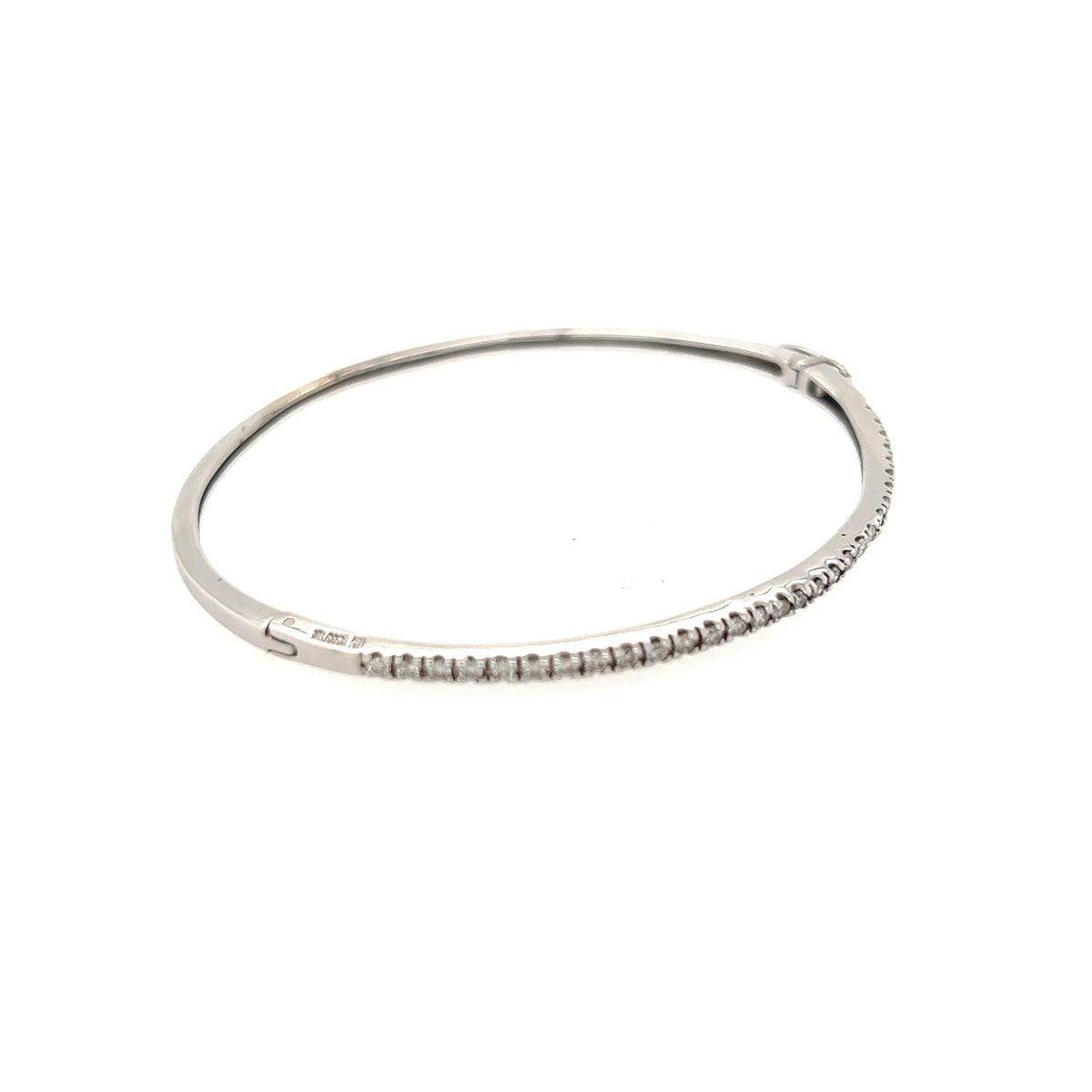 14K White Gold Diamond Half Eternity Oval Bangle - Jewelry Design Gallery of East Windsor