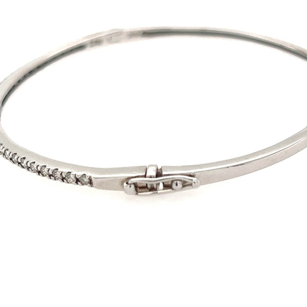 14K White Gold Diamond Half Eternity Oval Bangle - Jewelry Design Gallery of East Windsor