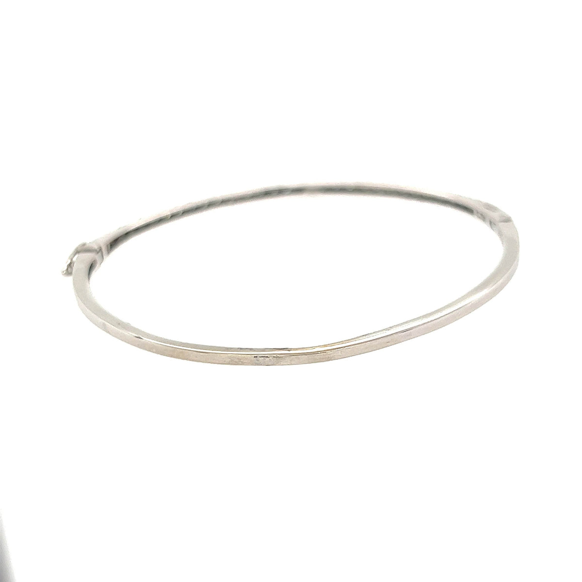 14K White Gold Diamond Half Eternity Oval Bangle - Jewelry Design Gallery of East Windsor