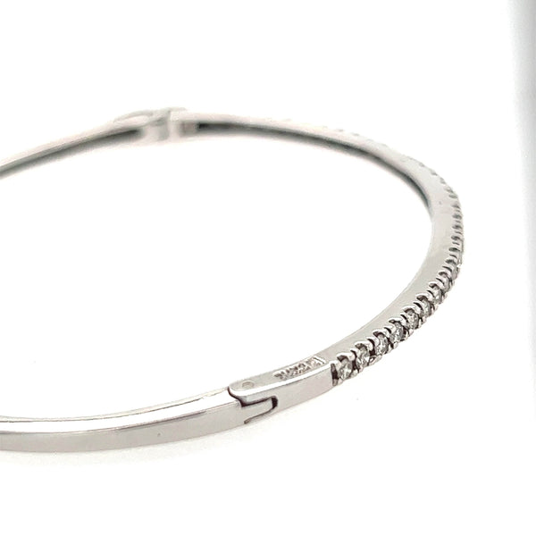 14K White Gold Diamond Half Eternity Oval Bangle - Jewelry Design Gallery of East Windsor