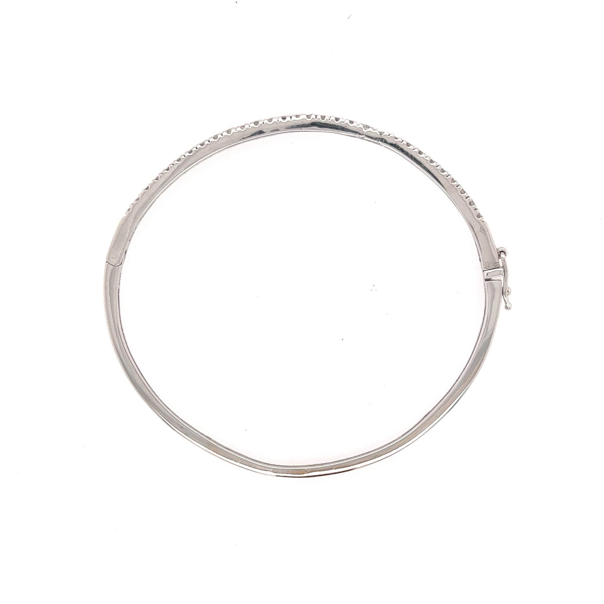 14K White Gold Diamond Half Eternity Oval Bangle - Jewelry Design Gallery of East Windsor