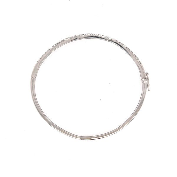 14K White Gold Diamond Half Eternity Oval Bangle - Jewelry Design Gallery of East Windsor
