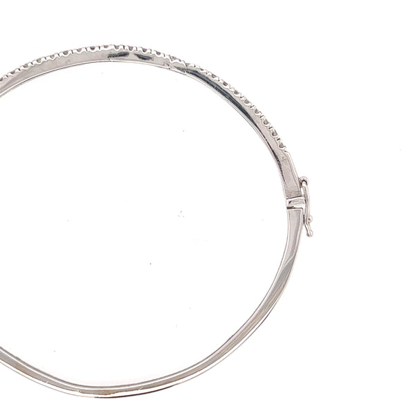 14K White Gold Diamond Half Eternity Oval Bangle - Jewelry Design Gallery of East Windsor