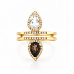14K Yellow Gold Smokey Topaz, Green Amethyst and Diamond Ring - Jewelry Design Gallery of East Windsor