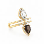 14K Yellow Gold Smokey Topaz, Green Amethyst and Diamond Ring - Jewelry Design Gallery of East Windsor