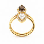 14K Yellow Gold Smokey Topaz, Green Amethyst and Diamond Ring - Jewelry Design Gallery of East Windsor