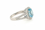 14K White gold Halo Diamond And Blue Topaz Ring - Jewelry Design Gallery of East Windsor
