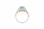 14K White gold Halo Diamond And Blue Topaz Ring - Jewelry Design Gallery of East Windsor