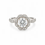 14K White Gold Scalloped Halo Diamond Engagement Ring - Jewelry Design Gallery of East Windsor