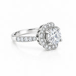 14K White Gold Scalloped Halo Diamond Engagement Ring - Jewelry Design Gallery of East Windsor