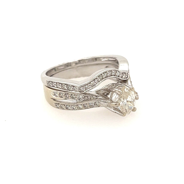 14K White Gold Diamond Engagement Ring and Band set - Jewelry Design Gallery of East Windsor
