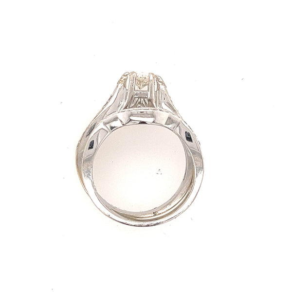 14K White Gold Diamond Engagement Ring and Band set - Jewelry Design Gallery of East Windsor