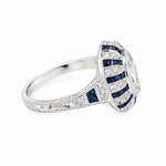 14K White Gold Pear Shaped Diamond and Baguette Sapphire - Jewelry Design Gallery of East Windsor