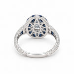 14K White Gold Pear Shaped Diamond and Baguette Sapphire - Jewelry Design Gallery of East Windsor