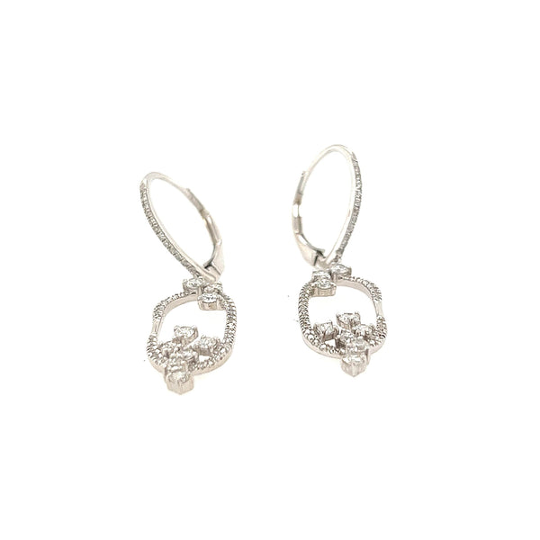 14K White Gold Diamond Dangle Earrings - Jewelry Design Gallery of East Windsor
