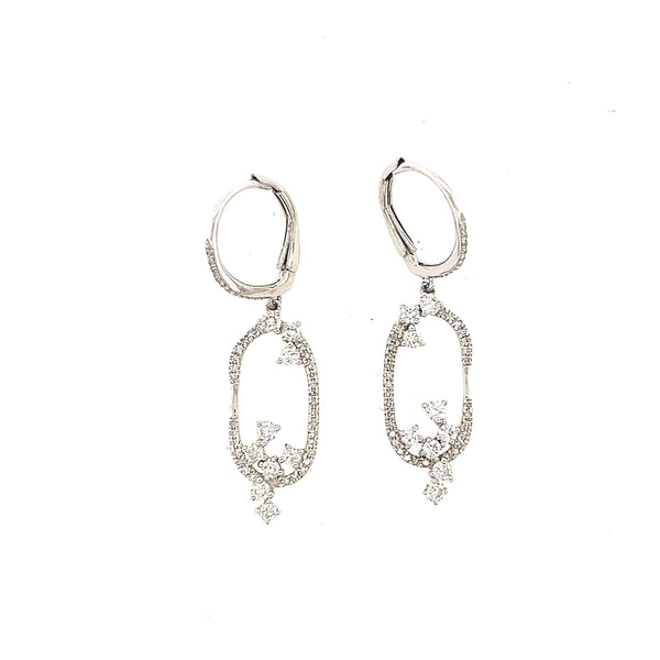 14K White Gold Diamond Dangle Earrings - Jewelry Design Gallery of East Windsor