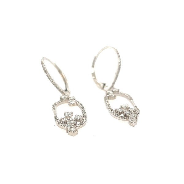 14K White Gold Diamond Dangle Earrings - Jewelry Design Gallery of East Windsor