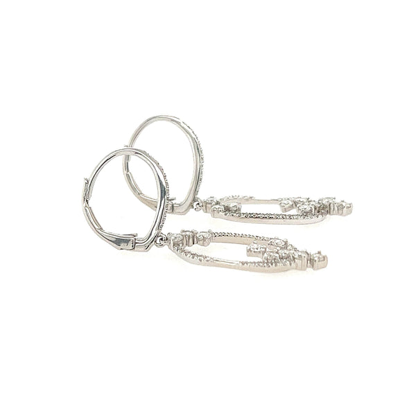 14K White Gold Diamond Dangle Earrings - Jewelry Design Gallery of East Windsor