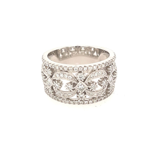 14K White Gold Intricate Diamond wedding Band - Jewelry Design Gallery of East Windsor