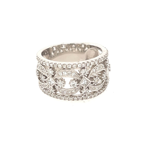 14K White Gold Intricate Diamond wedding Band - Jewelry Design Gallery of East Windsor