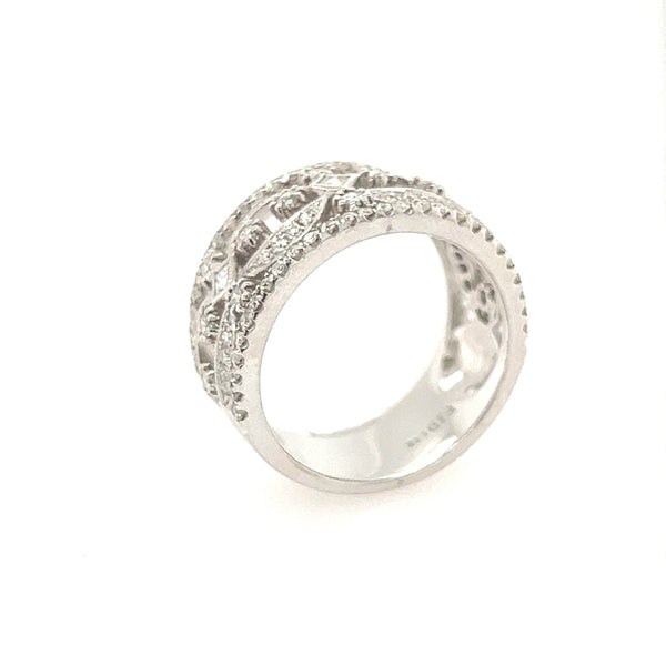 14K White Gold Intricate Diamond wedding Band - Jewelry Design Gallery of East Windsor