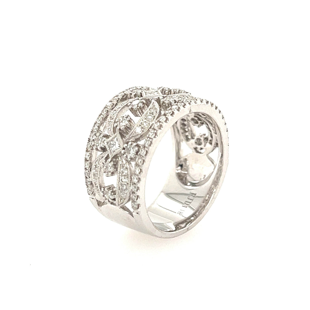14K White Gold Intricate Diamond wedding Band - Jewelry Design Gallery of East Windsor