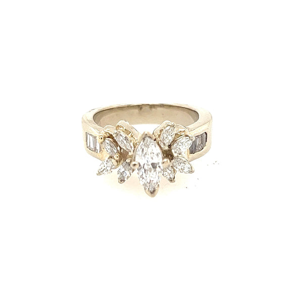 14K White Gold Marquise Diamond Engagement Ring - Jewelry Design Gallery of East Windsor