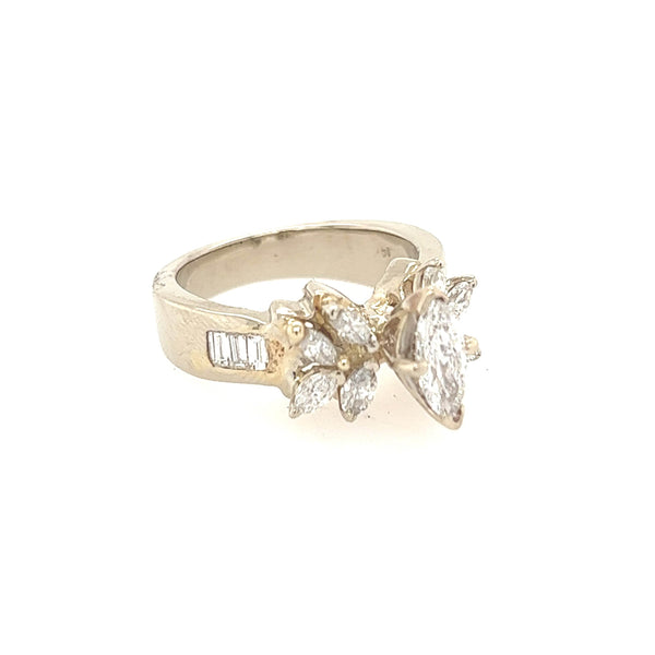 14K White Gold Marquise Diamond Engagement Ring - Jewelry Design Gallery of East Windsor