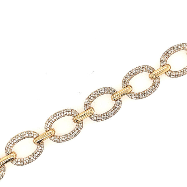 14K Yellow Gold Oval Link Diamond Bracelet - Jewelry Design Gallery of East Windsor
