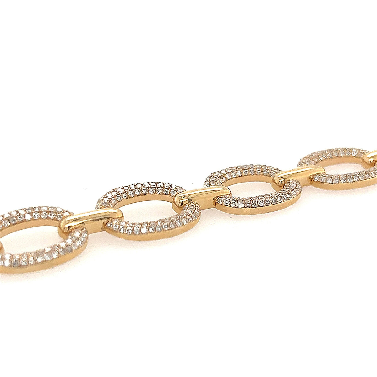 14K Yellow Gold Oval Link Diamond Bracelet - Jewelry Design Gallery of East Windsor