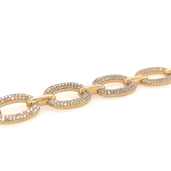 14K Yellow Gold Oval Link Diamond Bracelet - Jewelry Design Gallery of East Windsor