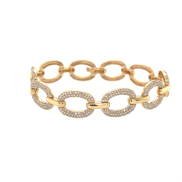 14K Yellow Gold Oval Link Diamond Bracelet - Jewelry Design Gallery of East Windsor