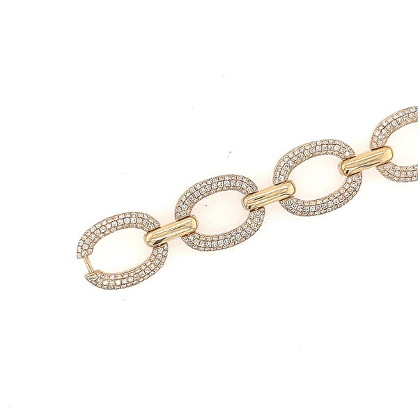 14K Yellow Gold Oval Link Diamond Bracelet - Jewelry Design Gallery of East Windsor