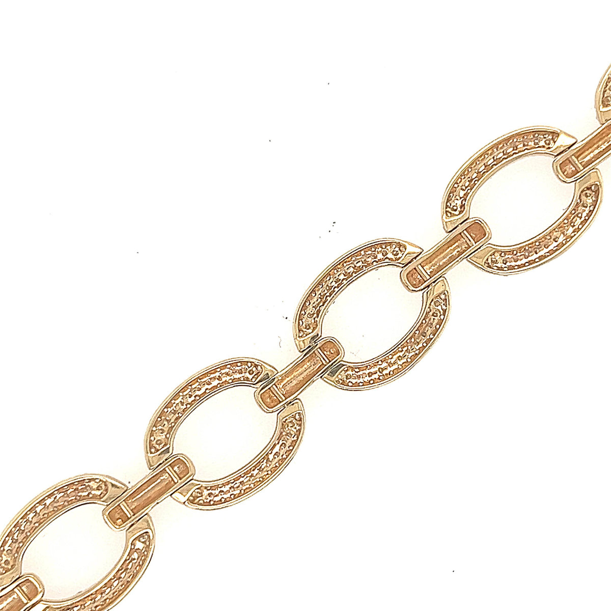 14K Yellow Gold Oval Link Diamond Bracelet - Jewelry Design Gallery of East Windsor