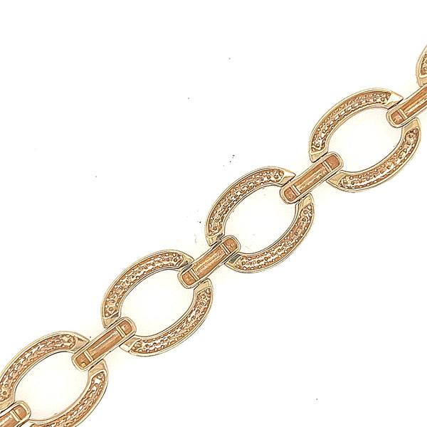 14K Yellow Gold Oval Link Diamond Bracelet - Jewelry Design Gallery of East Windsor